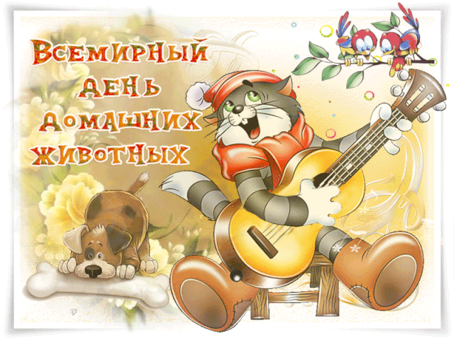 Картинки и открытки с Днем домашних животных. Всемирный день домашних животных - гифки и мерцающие картинки