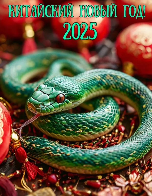 Картинки с Китайским Новым годом 2025. Красивые картинки Китайский Новый год Змеи
