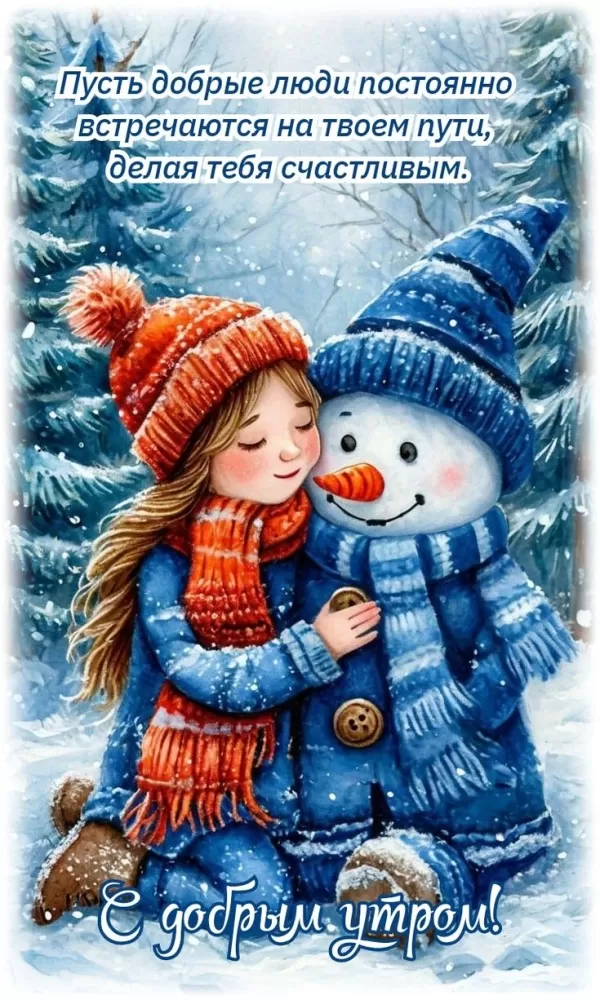 Зимние картинки Доброе утро (50 открыток). Зимние открытки Доброе утро (со снеговиками)