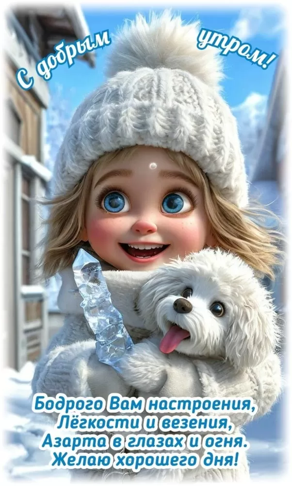 Зимние картинки Доброе утро (50 открыток). Зимние открытки Доброе утро