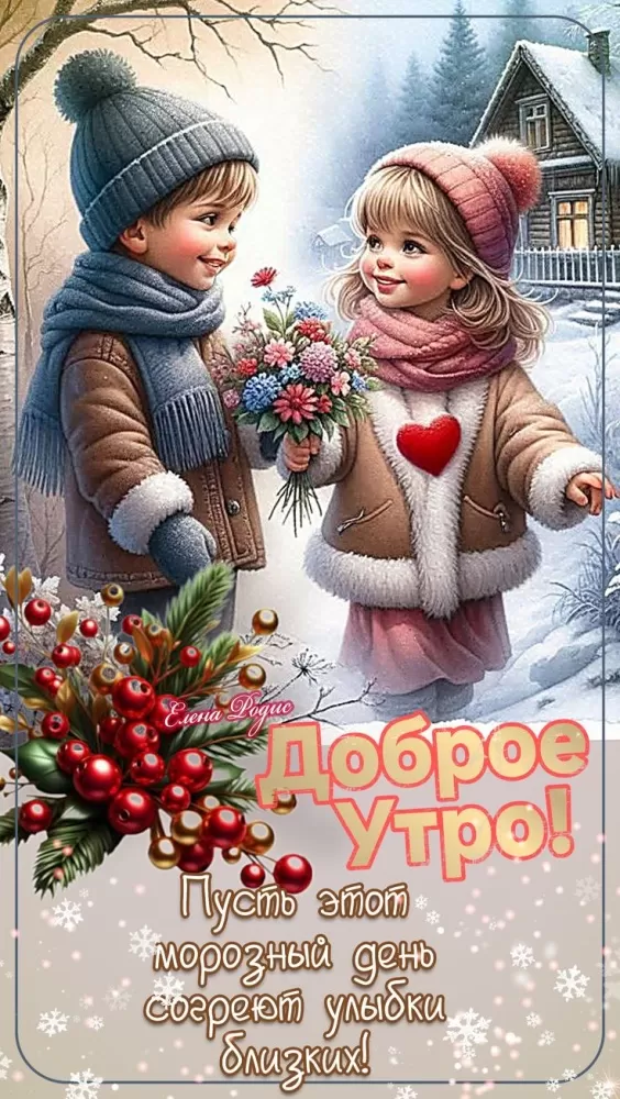 Зимние картинки Доброе утро (50 открыток). Доброе утро - открытки зимние, позитивные