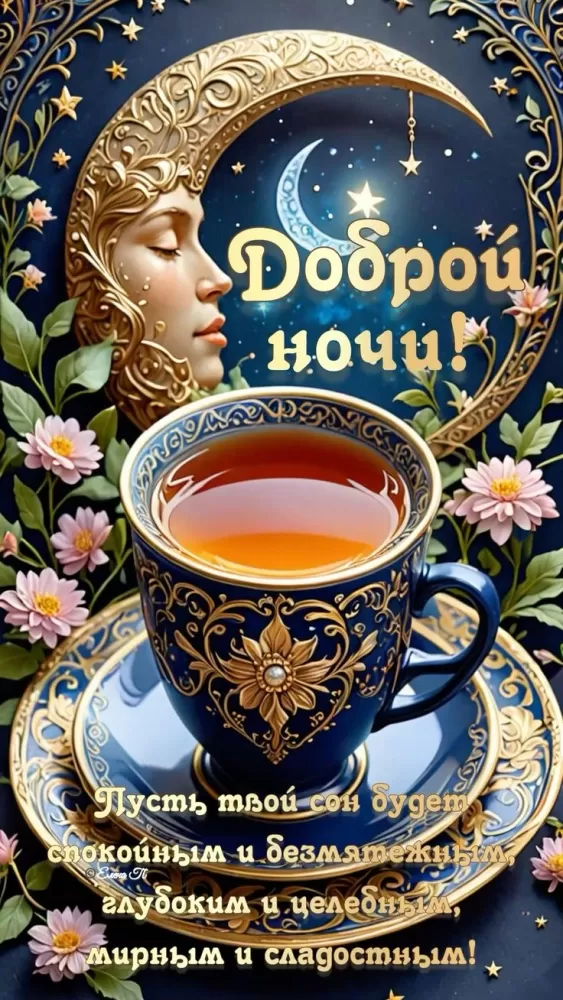 Красивые зимние картинки Доброй ночи. 