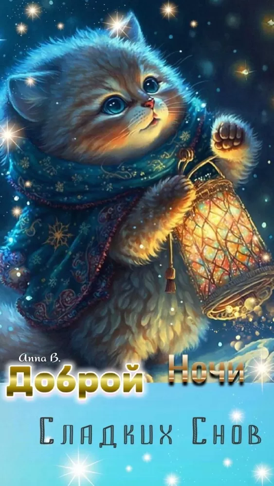 Красивые зимние картинки Доброй ночи. Доброй ночи - зимние картинки с котиками
