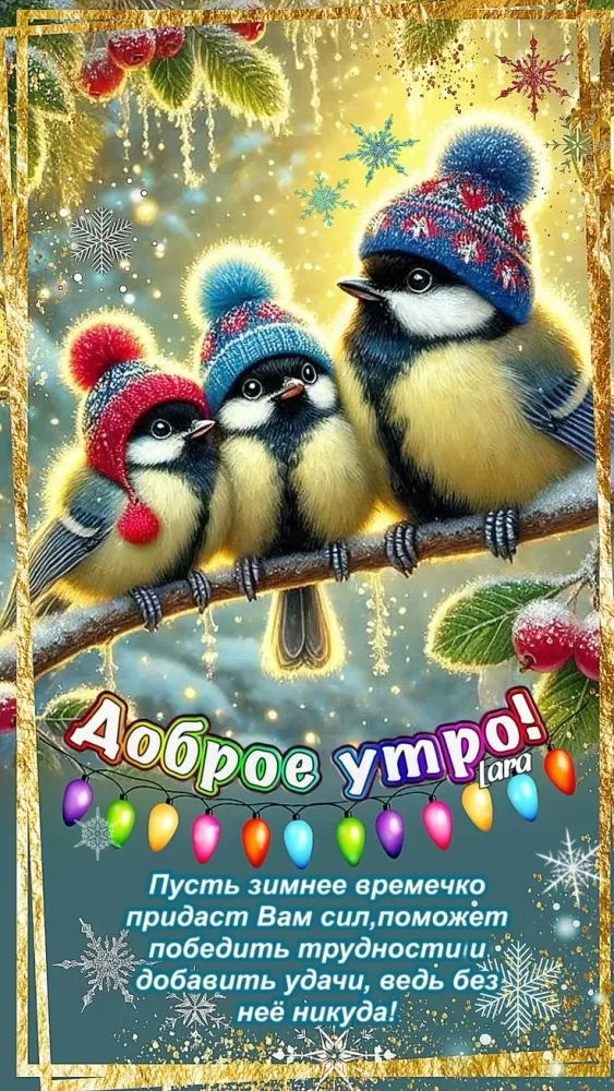 Зимние картинки Доброе утро (50 открыток). Зимние открытки Доброе утро