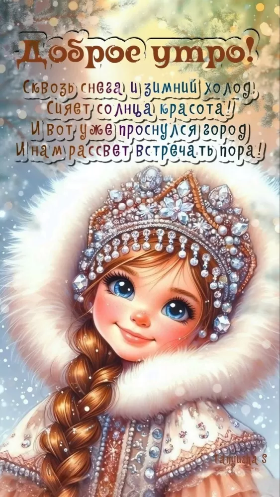 Зимние картинки Доброе утро (50 открыток). Доброе утро - открытки зимние, позитивные