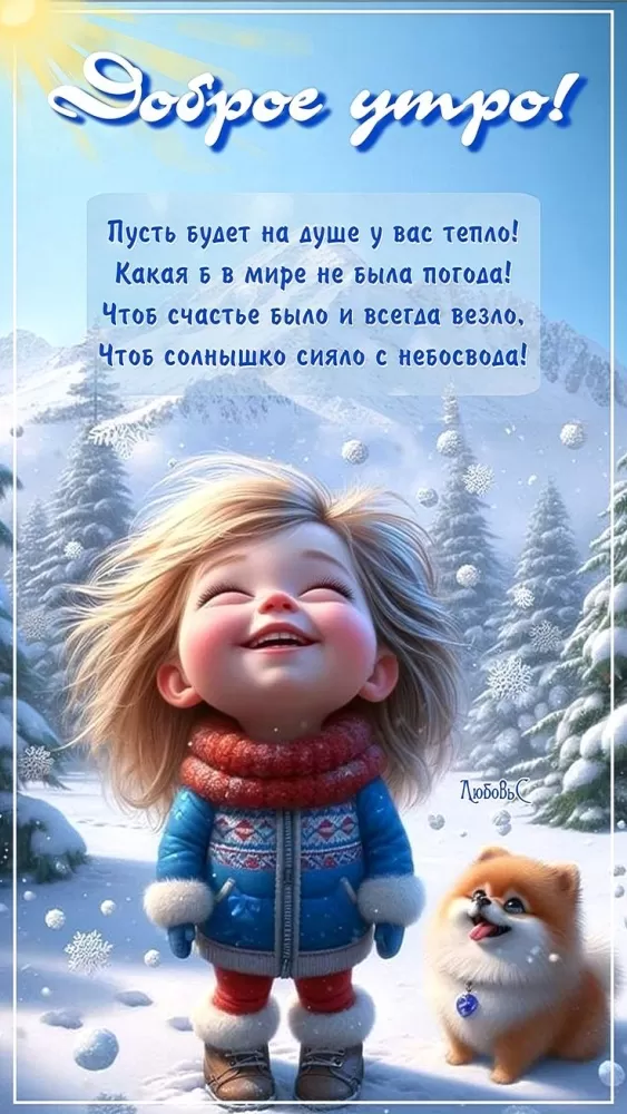 Зимние картинки Доброе утро (50 открыток). Зимние открытки Доброе утро