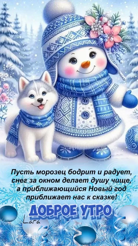 Зимние картинки Доброе утро (50 открыток). Зимние открытки Доброе утро (со снеговиками)