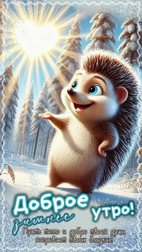 Зимние картинки Доброе утро (50 открыток). Зимние открытки Доброе утро