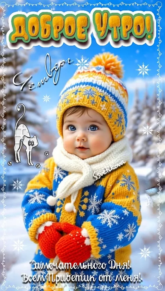 Зимние картинки Доброе утро (50 открыток). Зимние открытки Доброе утро