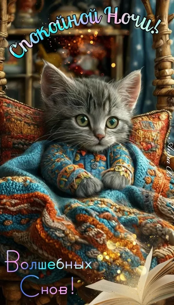 Красивые зимние картинки Доброй ночи. 