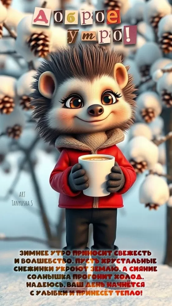 Зимние картинки Доброе утро (50 открыток). Доброе утро - открытки зимние, позитивные