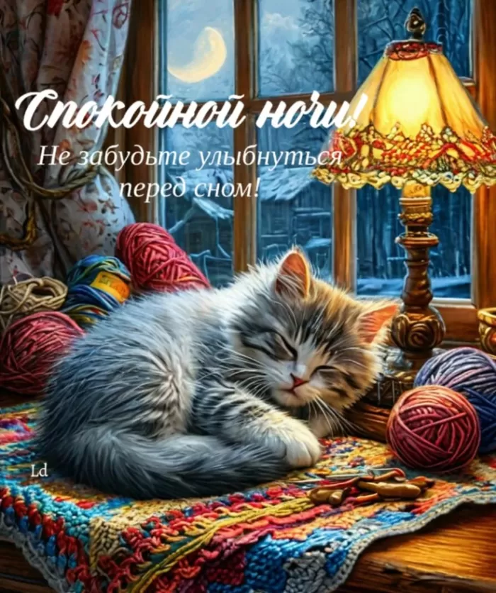 Красивые зимние картинки Доброй ночи. Доброй ночи - зимние картинки с котиками