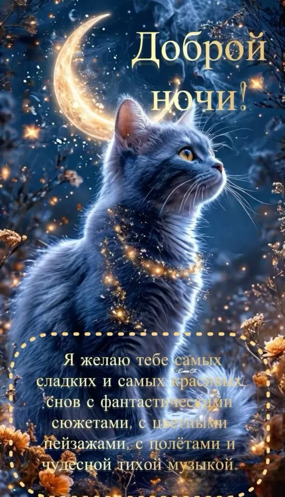 Красивые зимние картинки Доброй ночи. Доброй ночи - зимние картинки с котиками